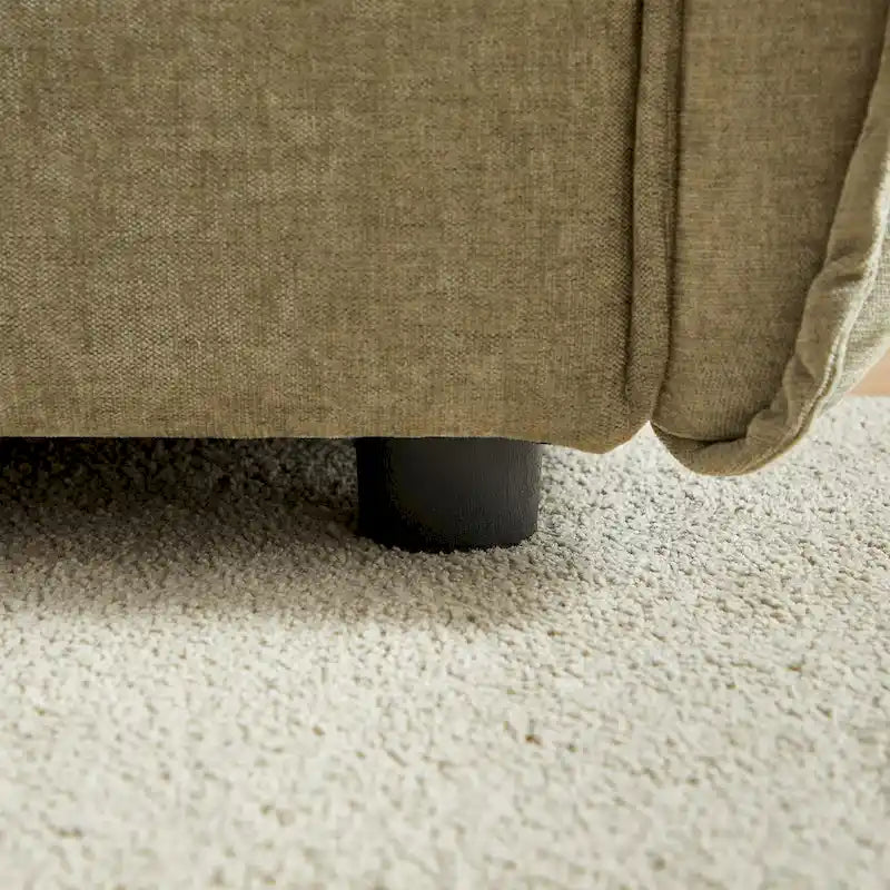 Hellgrünes Chenille-Sofa für 3 Personen mit 2 zusätzlichen Kissen und dick gepolsterter Sitzfläche