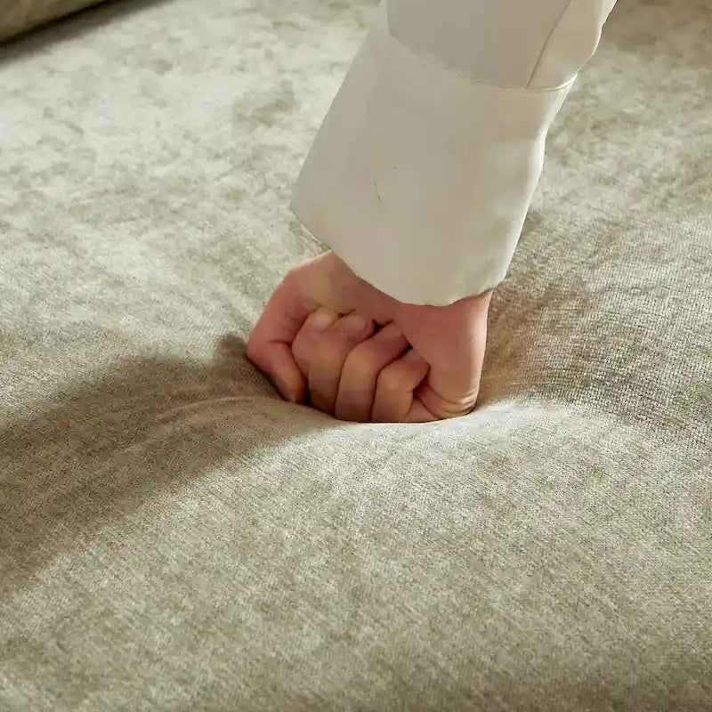 Hellgrünes Chenille-Sofa für 3 Personen mit 2 zusätzlichen Kissen und dick gepolsterter Sitzfläche