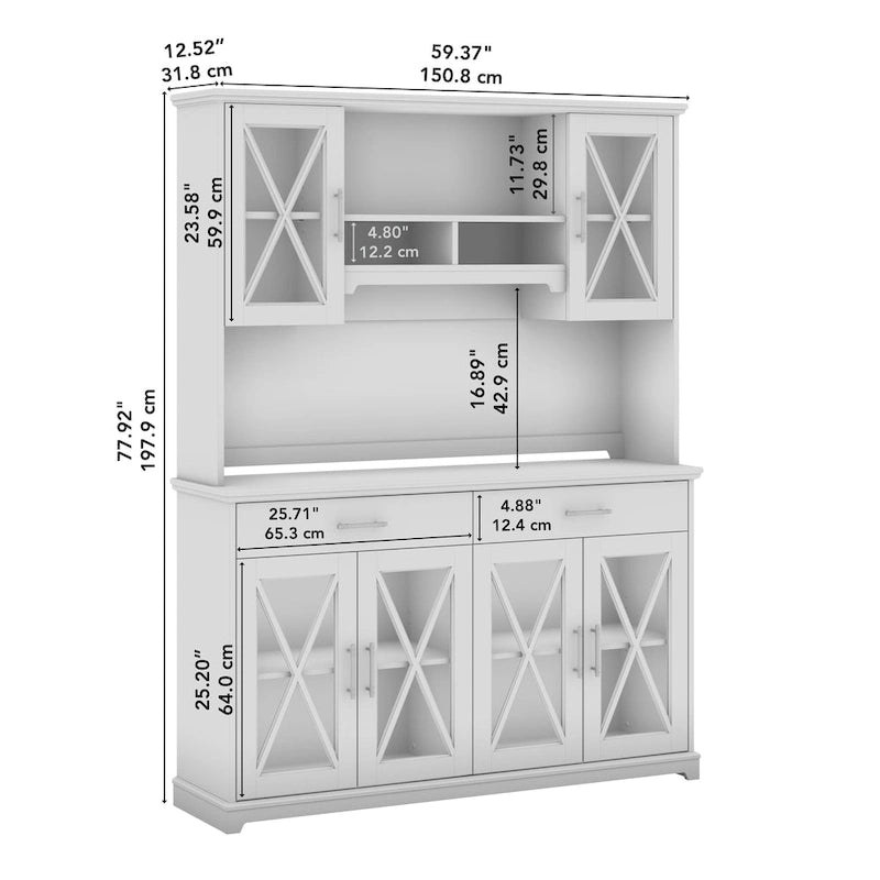 60W Sideboard-Buffetschrank mit Aufsatz