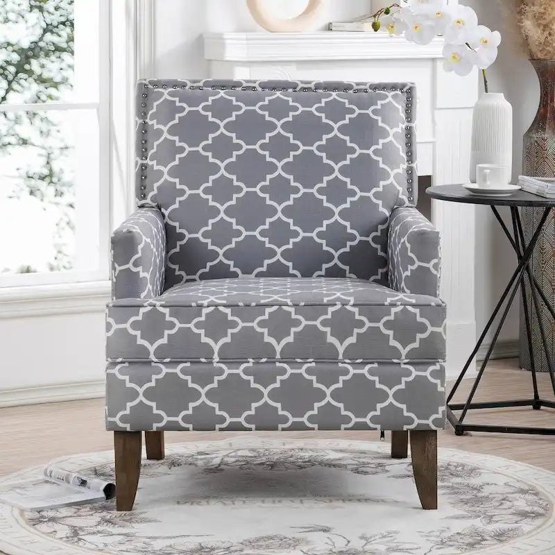 Fauteuil d’appoint moderne pour le salon avec pieds en bouleau et revêtement en tissu confortable