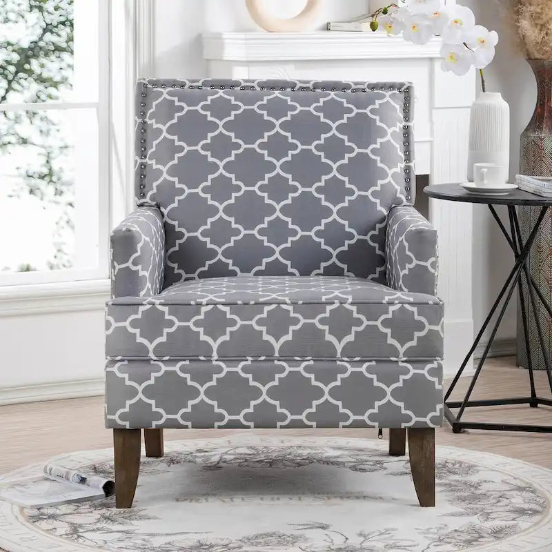 Fauteuil d’appoint moderne pour le salon avec pieds en bouleau et revêtement en tissu confortable