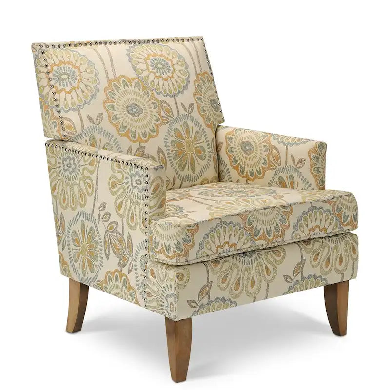 Fauteuil d’appoint moderne pour le salon avec pieds en bouleau et revêtement en tissu confortable