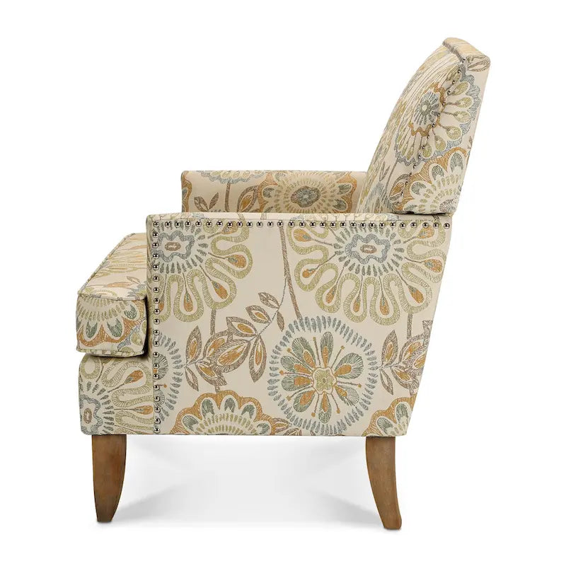 Fauteuil d’appoint moderne pour le salon avec pieds en bouleau et revêtement en tissu confortable