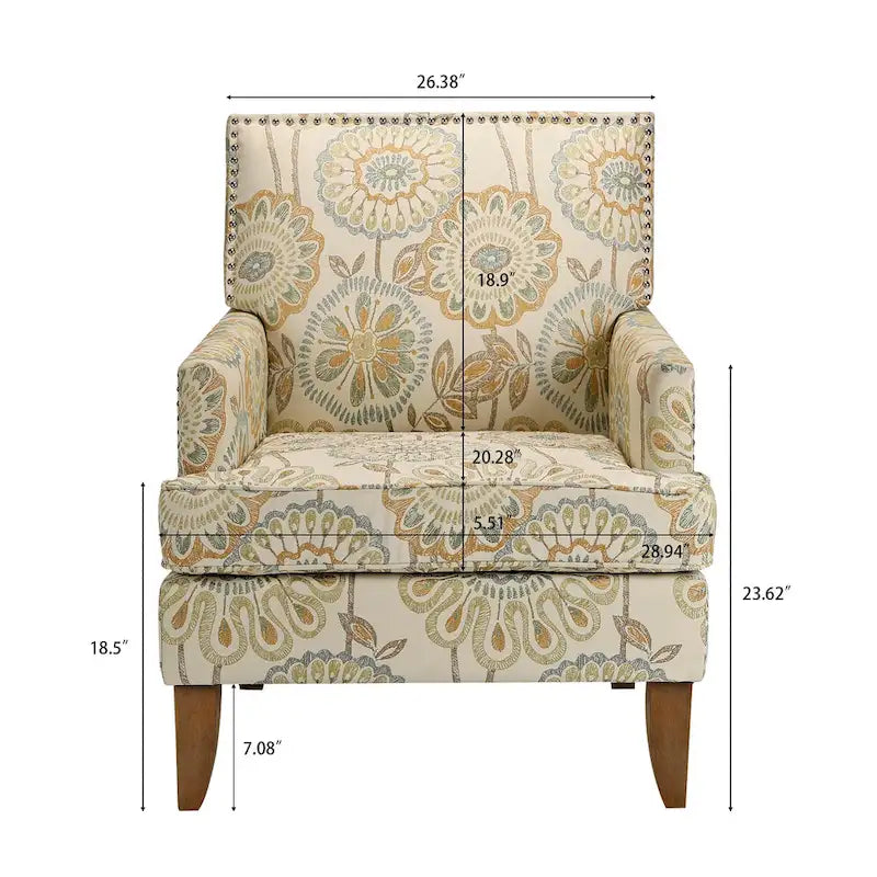 Fauteuil d’appoint moderne pour le salon avec pieds en bouleau et revêtement en tissu confortable