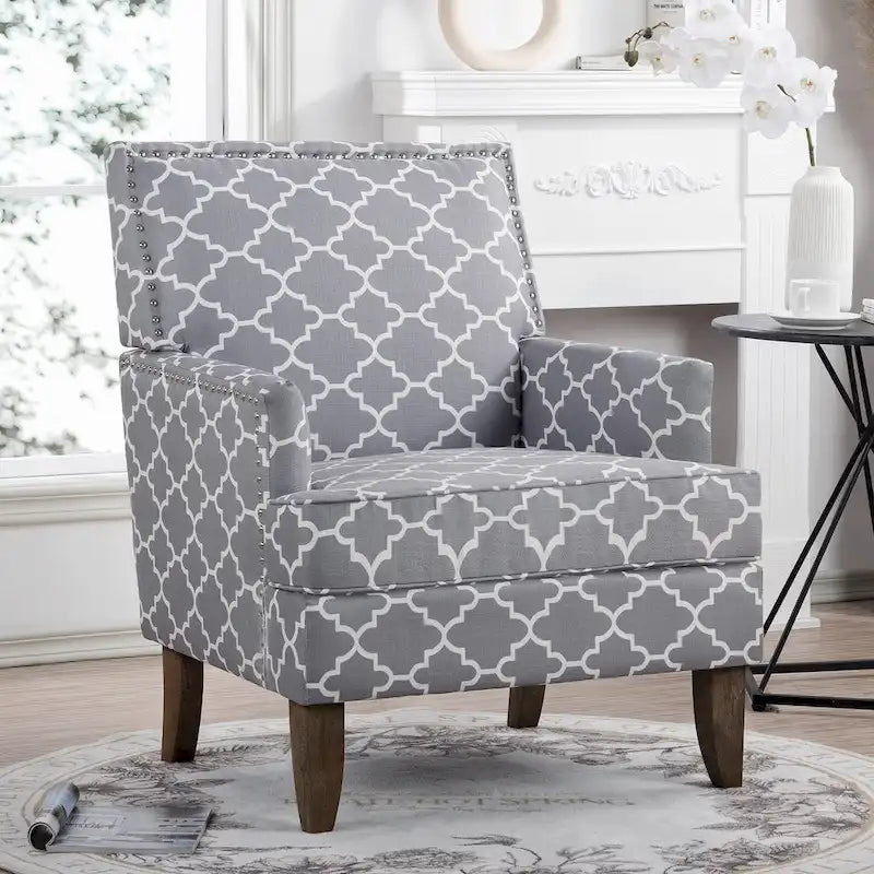 Fauteuil d’appoint moderne pour le salon avec pieds en bouleau et revêtement en tissu confortable