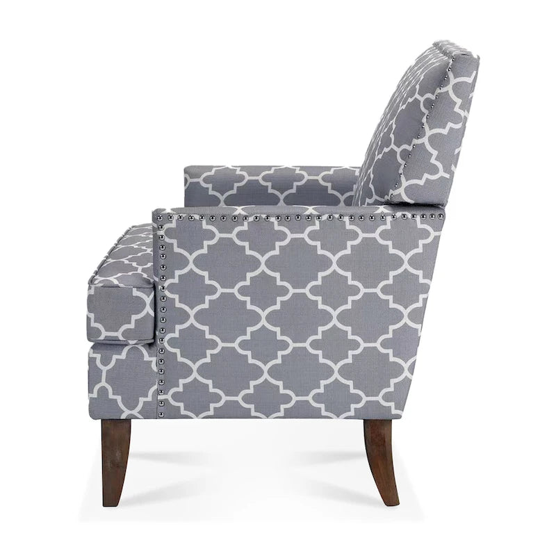 Fauteuil d’appoint moderne pour le salon avec pieds en bouleau et revêtement en tissu confortable