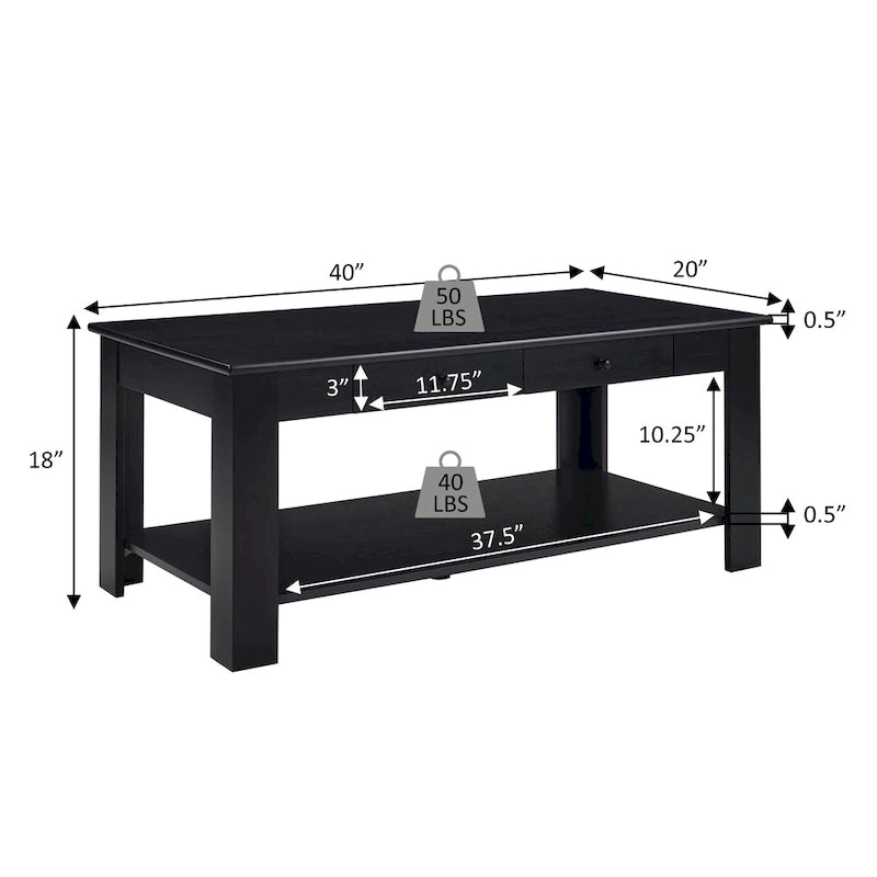 Table basse avec étagère
