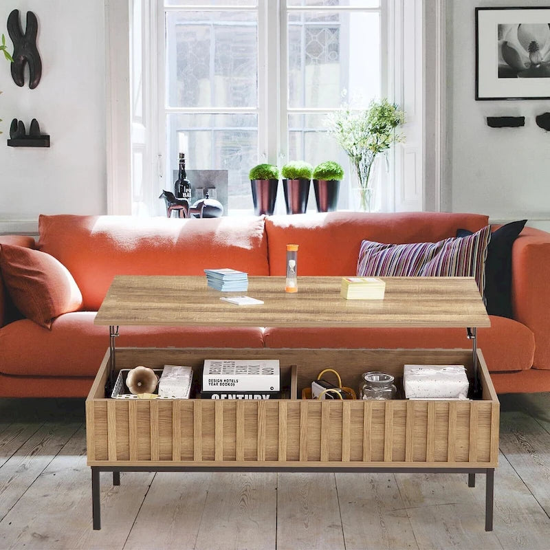 Mesa de centro de madera con tablero elevable y amplio compartimento de almacenamiento oculto - 22*43