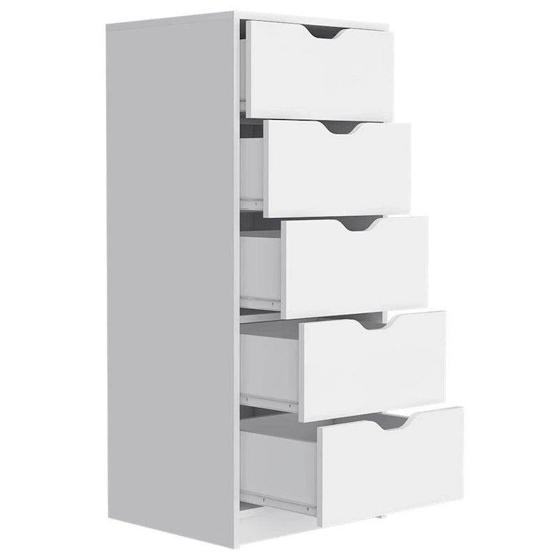 Commode verticale moderne à 5 tiroirs pour le rangement de la chambre, 18 pouces