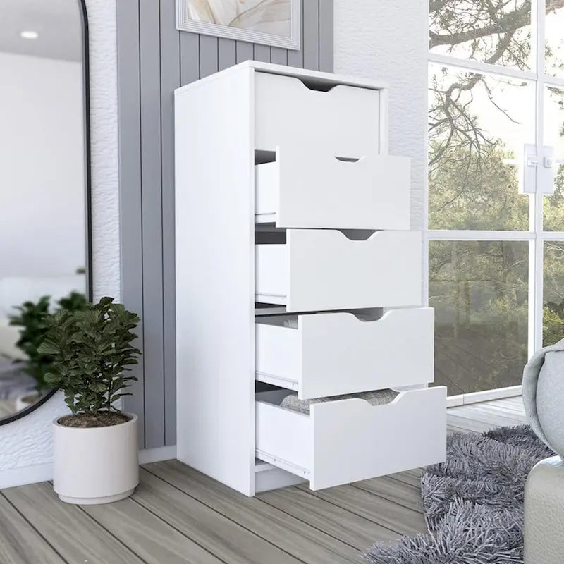 Cómoda vertical moderna de 5 cajones para almacenamiento en el dormitorio, 18 pulgadas