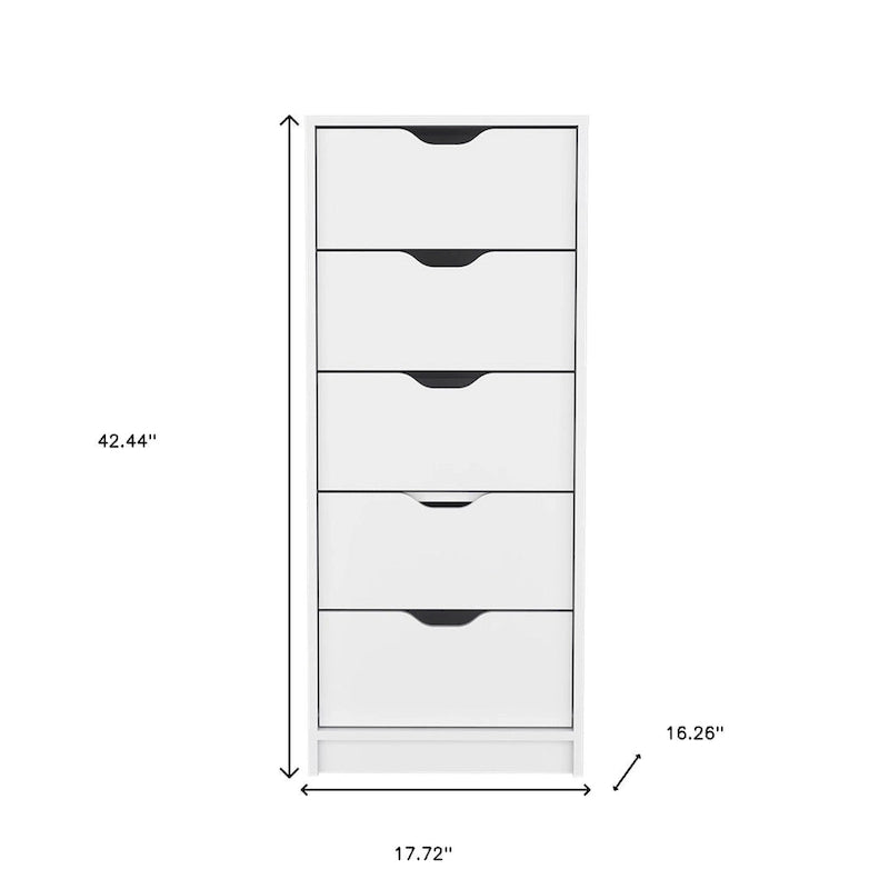 Cómoda vertical moderna de 5 cajones para almacenamiento en el dormitorio, 18 pulgadas