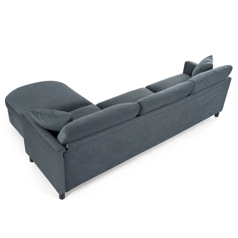 Graues Ecksofa mit 107.87 abnehmbaren Kissen für 4 Personen, verschiebbarem Hocker und Aufbewahrungstasche an der Armlehne