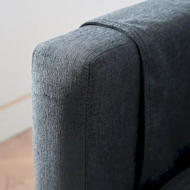 Graues Ecksofa mit 107.87 abnehmbaren Kissen für 4 Personen, verschiebbarem Hocker und Aufbewahrungstasche an der Armlehne