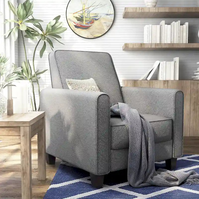 Fauteuil inclinable classique à rembourrage passepoilé en tissu