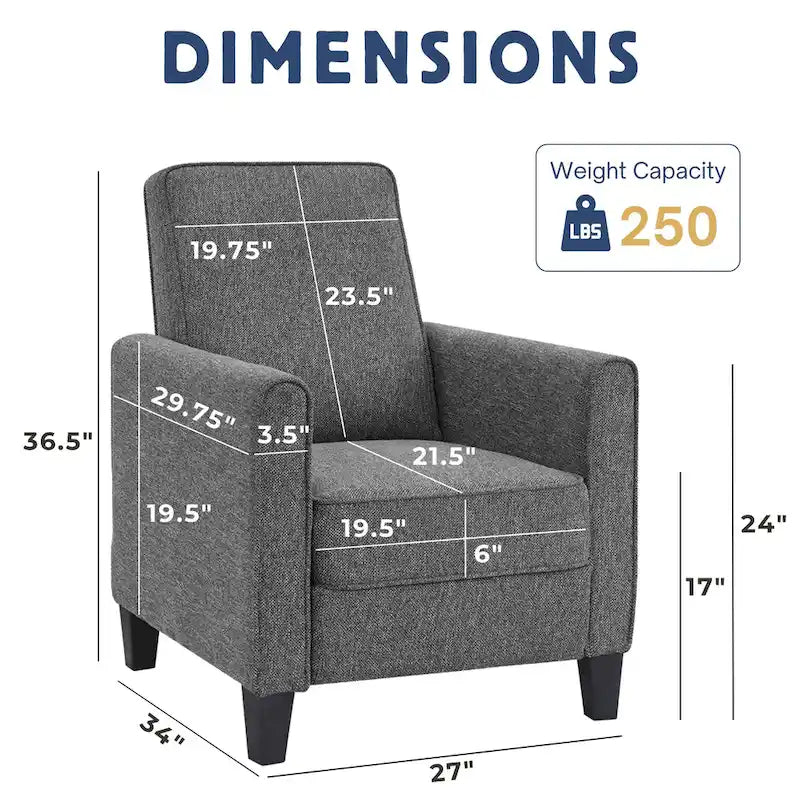 Fauteuil inclinable classique à rembourrage passepoilé en tissu