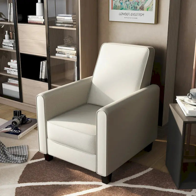 Fauteuil inclinable classique à rembourrage passepoilé en tissu