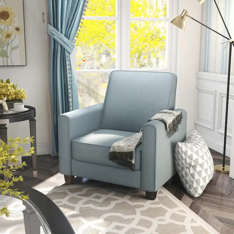 Fauteuil inclinable classique à rembourrage passepoilé en tissu