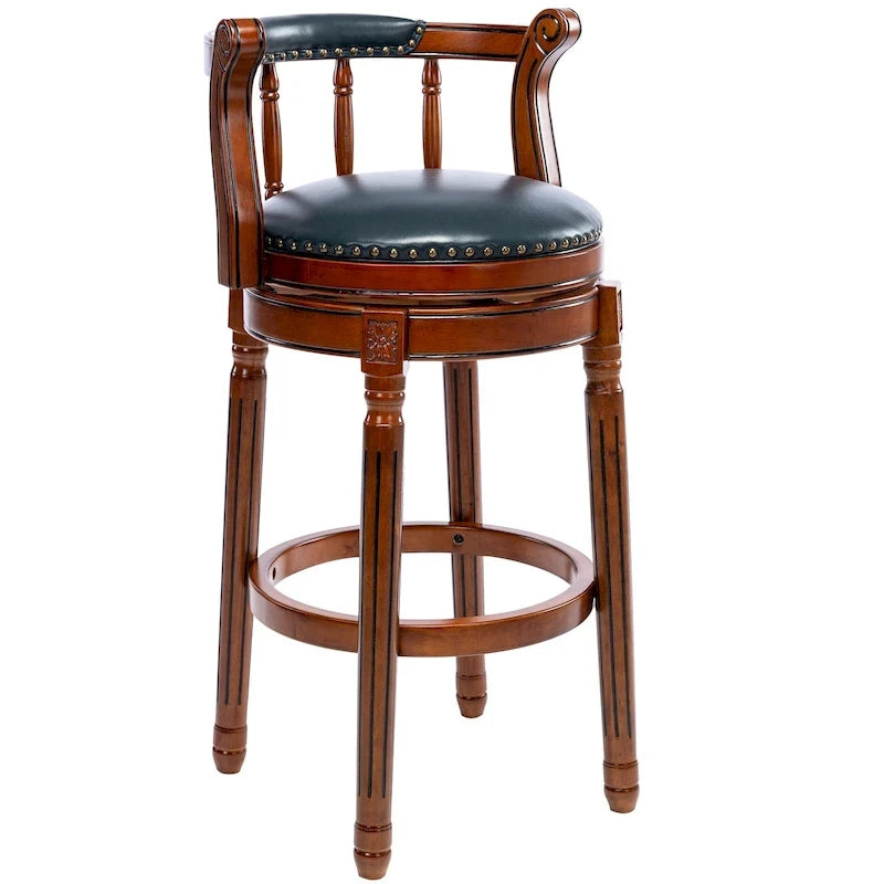 Tabourets de bar en cuir et bois
