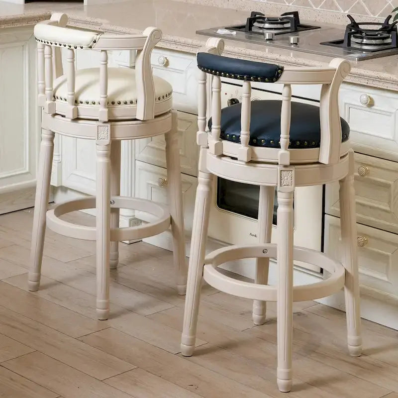Tabourets de bar en cuir et bois