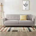 Modernes Leinen-Sofa mit Knopfheftung und Taschen an den Armlehnen