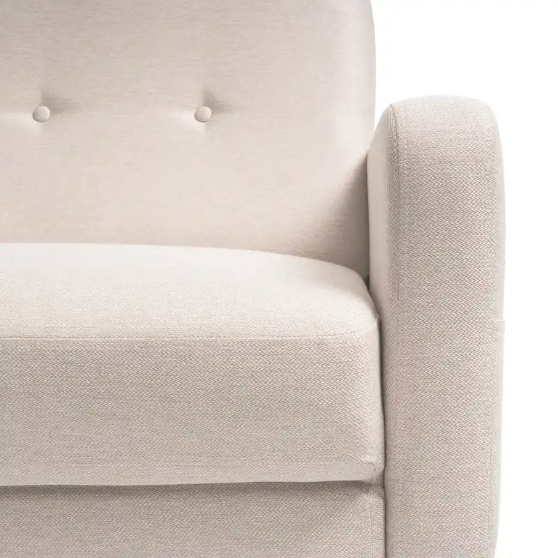 Modernes Leinen-Sofa mit Knopfheftung und Taschen an den Armlehnen