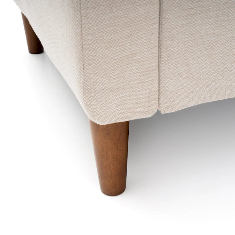 Modernes Leinen-Sofa mit Knopfheftung und Taschen an den Armlehnen