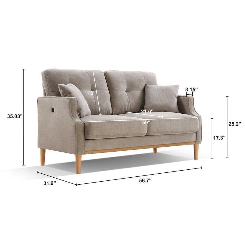 2-Sitzer-Loveseat aus Stoff mit USB-Ladefunktion
