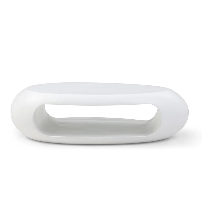 Table basse ou d’appoint ovale contemporaine à rangement creux plat, noir et blanc