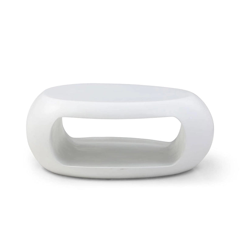 Table basse ou d’appoint ovale contemporaine à rangement creux plat, noir et blanc