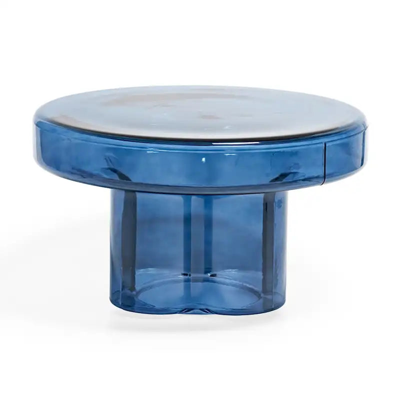 Table basse ronde en verre avec motif floral artistique moderne, table d’appoint