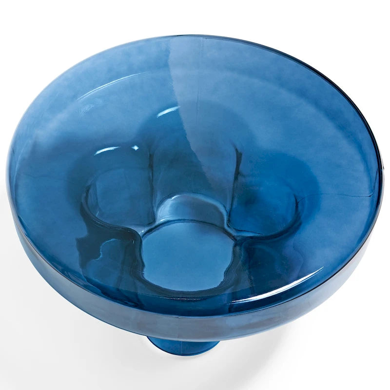 Table basse ronde en verre avec motif floral artistique moderne, table d’appoint