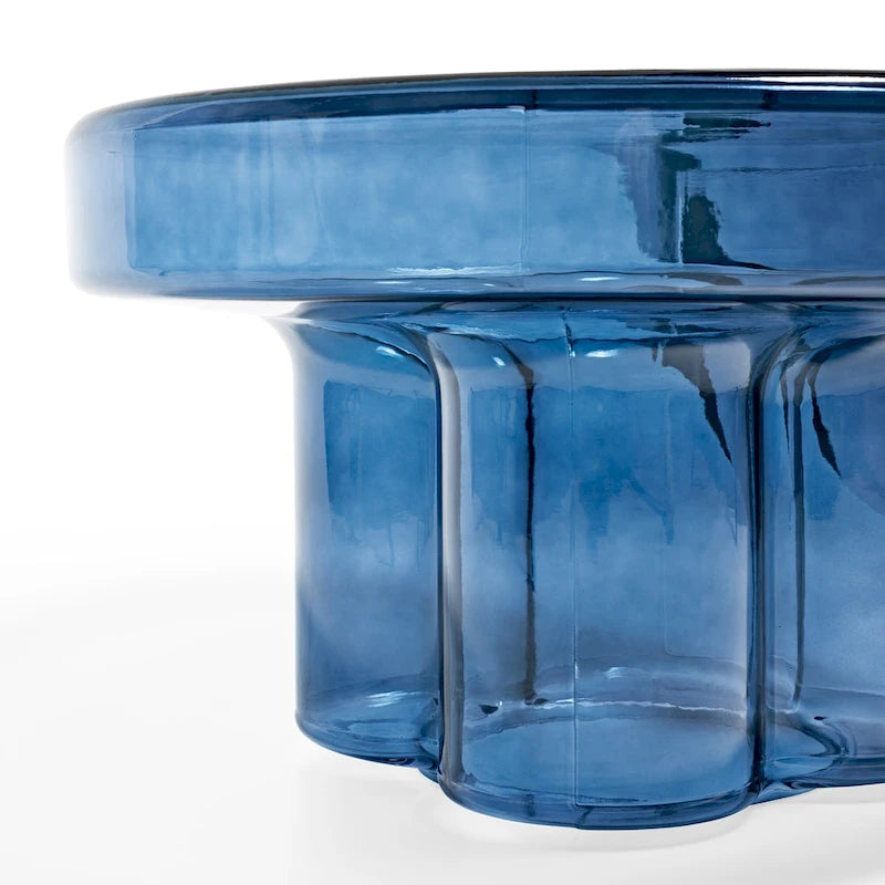 Table basse ronde en verre avec motif floral artistique moderne, table d’appoint