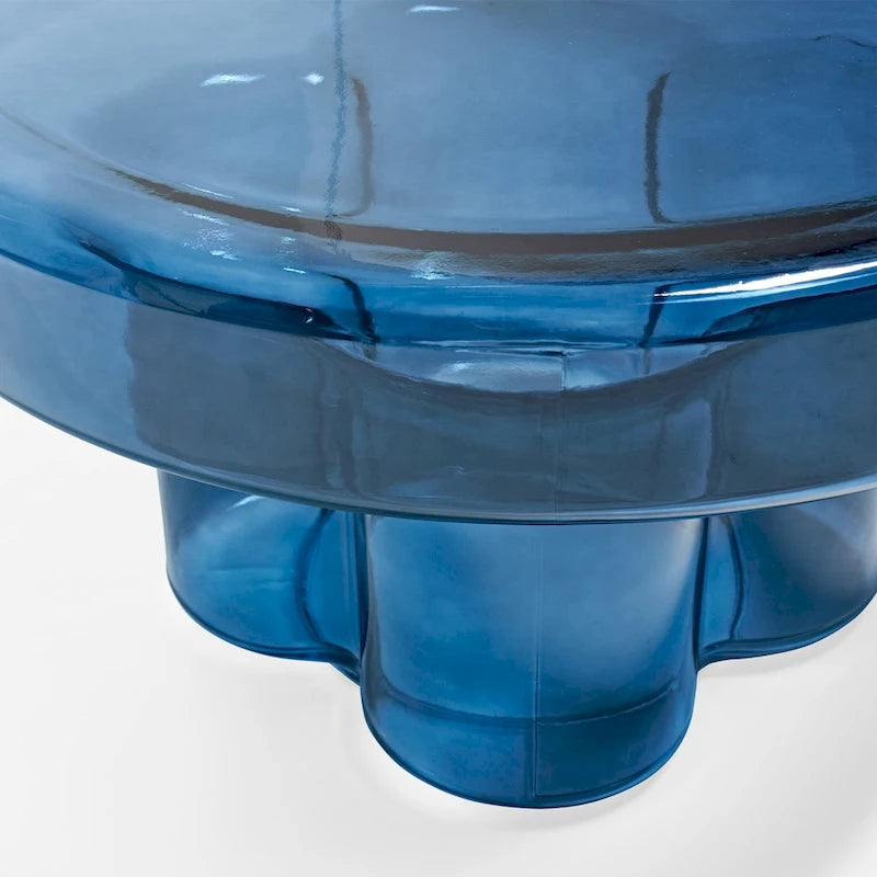 Table basse ronde en verre avec motif floral artistique moderne, table d’appoint