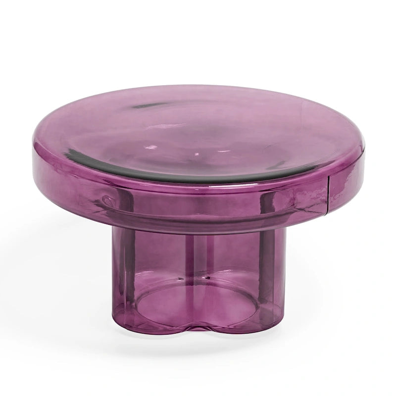 Table basse ronde en verre avec motif floral artistique moderne, table d’appoint