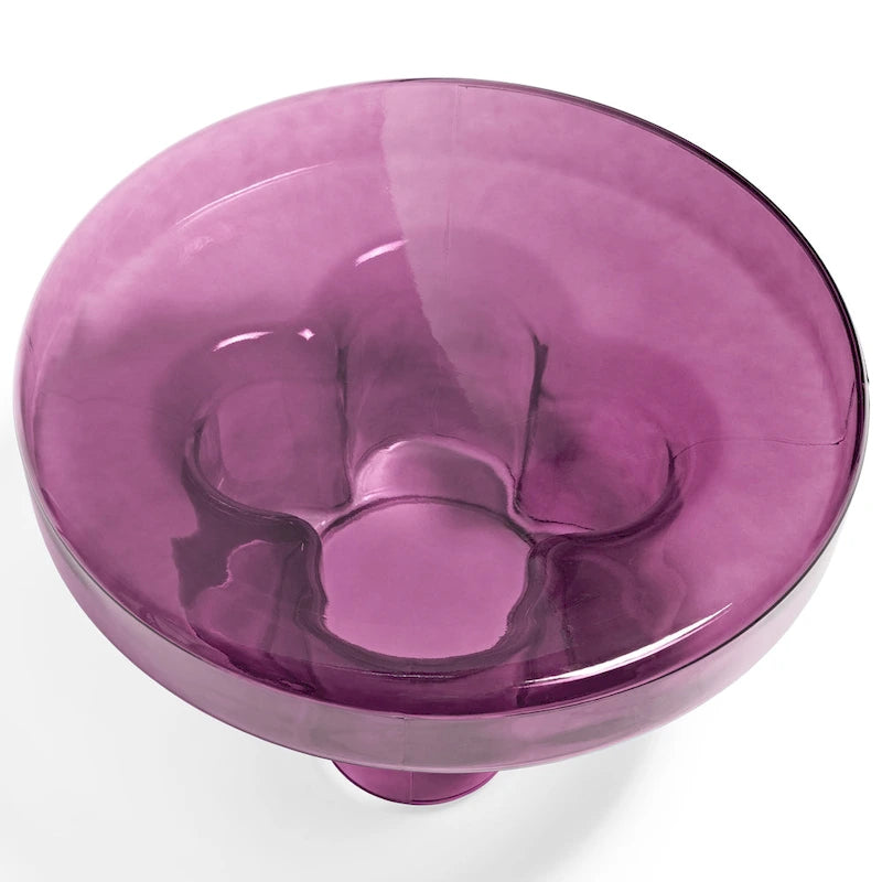 Table basse ronde en verre avec motif floral artistique moderne, table d’appoint