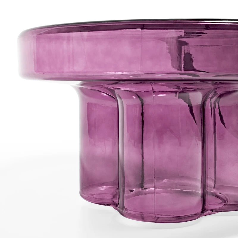 Table basse ronde en verre avec motif floral artistique moderne, table d’appoint