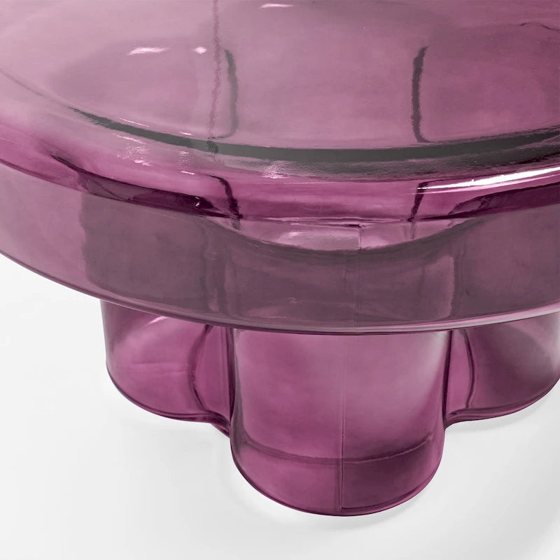 Table basse ronde en verre avec motif floral artistique moderne, table d’appoint