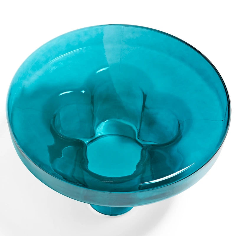 Table basse ronde en verre avec motif floral artistique moderne, table d’appoint