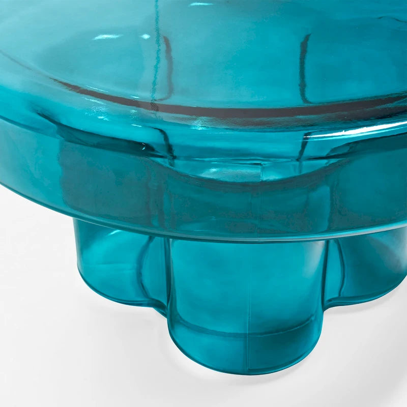 Table basse ronde en verre avec motif floral artistique moderne, table d’appoint