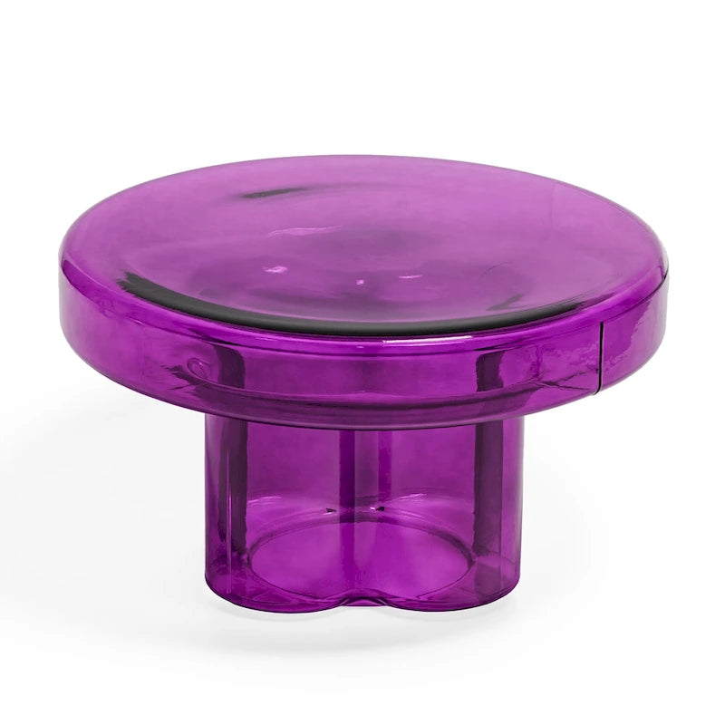 Table basse ronde en verre avec motif floral artistique moderne, table d’appoint