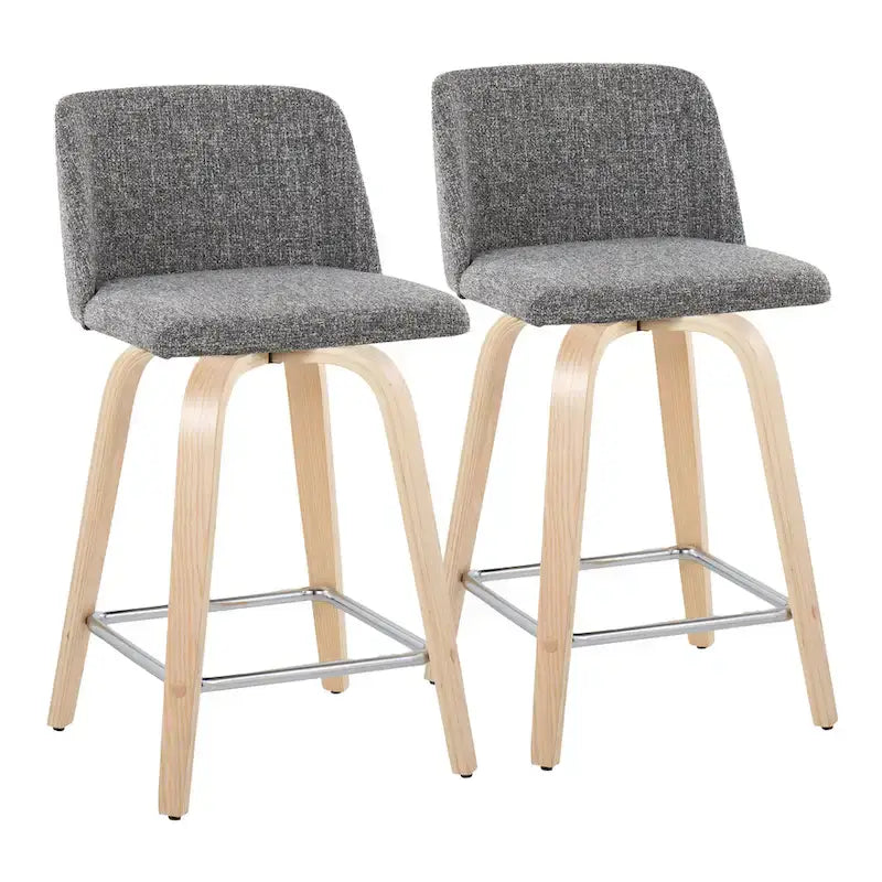 24-Zoll-Tresenhocker mit Gestell aus Naturholz (Set aus 2)