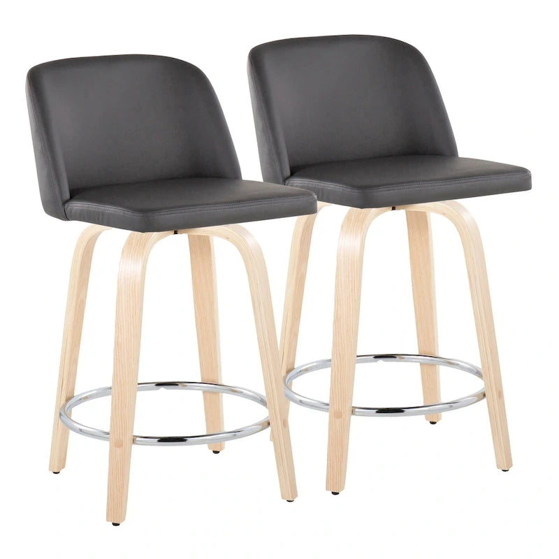24-Zoll-Tresenhocker mit Gestell aus Naturholz (Set aus 2)
