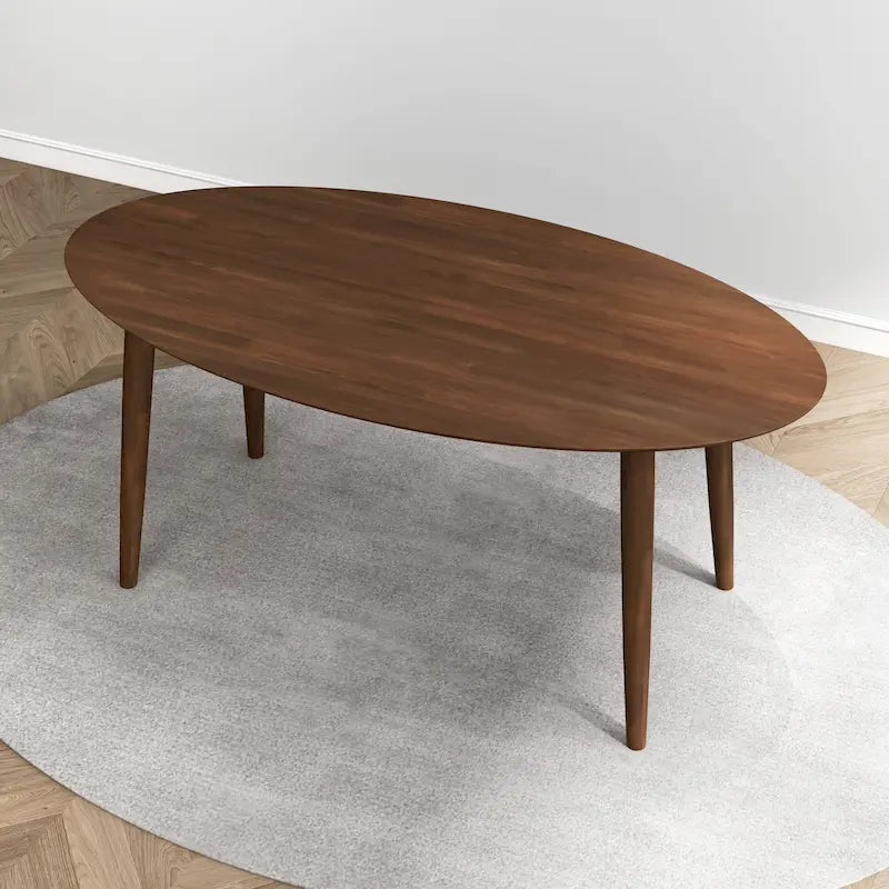 Ovaler Esstisch aus Massivholz im Mid-Century-Stil, 67 Zoll, Braun - 67 Zoll