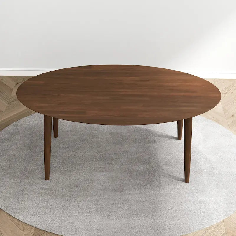 Ovaler Esstisch aus Massivholz im Mid-Century-Stil, 67 Zoll, Braun - 67 Zoll