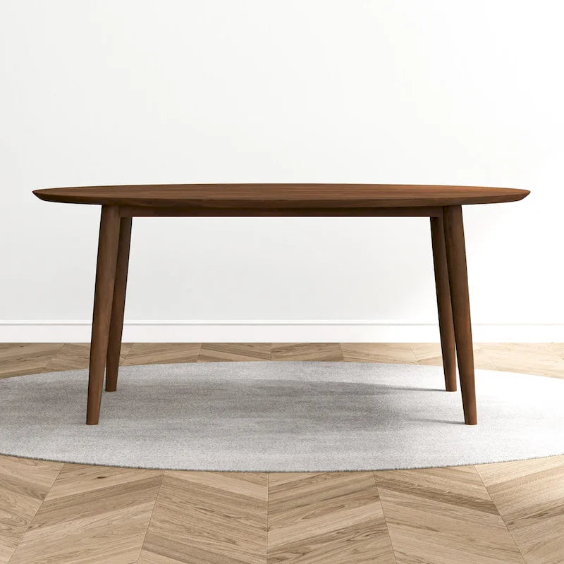 Ovaler Esstisch aus Massivholz im Mid-Century-Stil, 67 Zoll, Braun - 67 Zoll