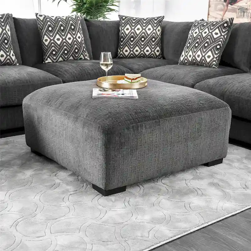 Puf acolchado contemporáneo de chenilla