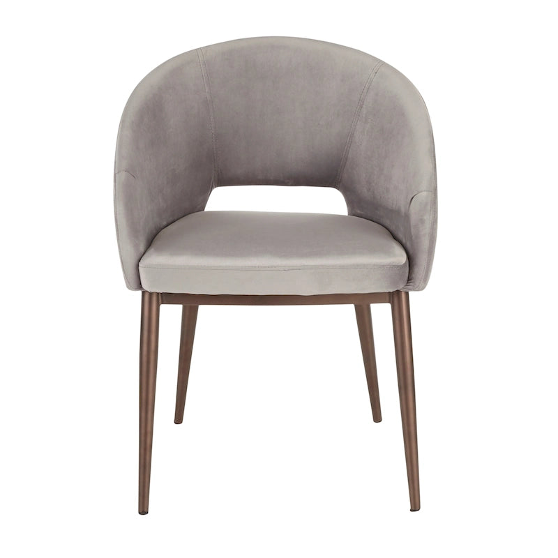 Chaise de salle à manger rembourrée avec pieds en métal cuivré
