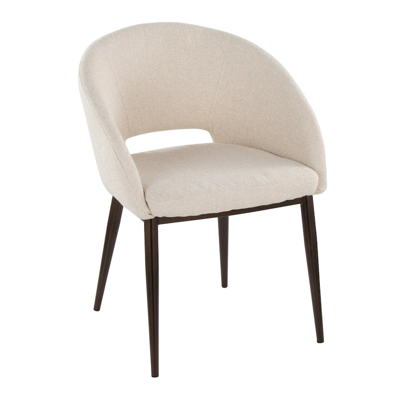 Chaise de salle à manger rembourrée avec pieds en métal cuivré