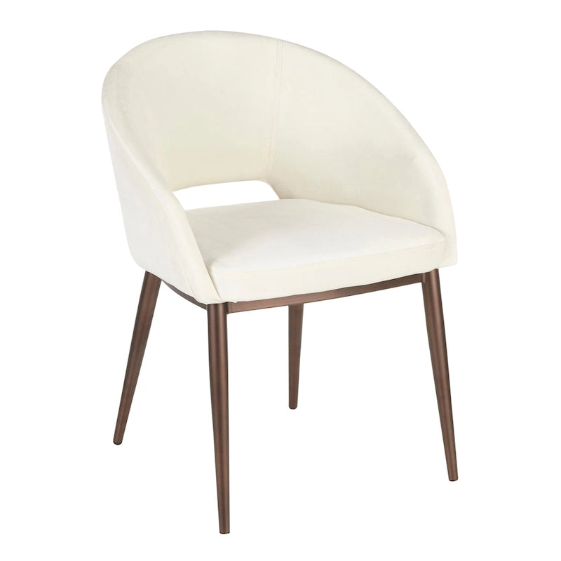 Chaise de salle à manger rembourrée avec pieds en métal cuivré