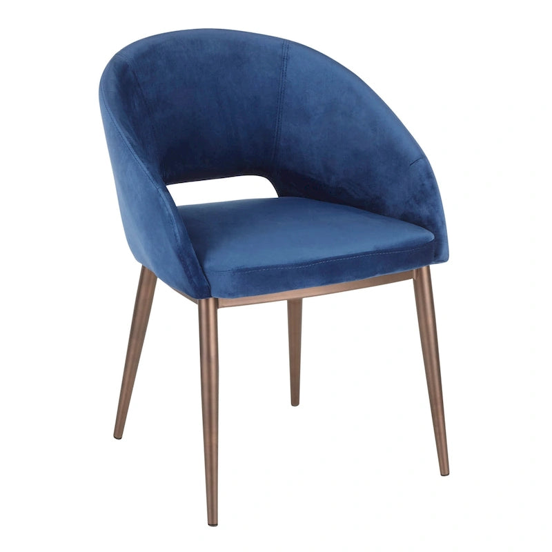 Chaise de salle à manger rembourrée avec pieds en métal cuivré